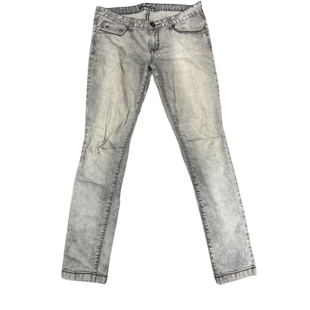 Guess Jeans Womens Grey Acid Wash Snakeskin Print Slim Straight Denim Size 31